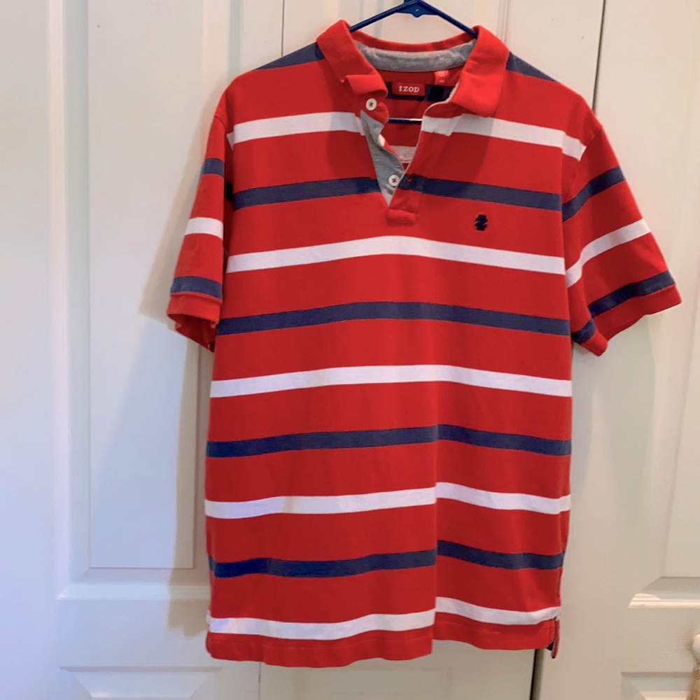 Izod Men’s Striped Polo Shirt Sz L
